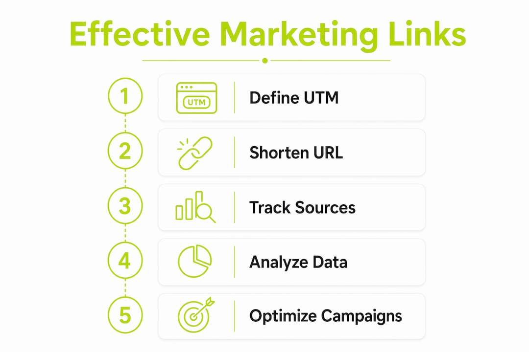 Infographic illustrating steps to create effective marketing links