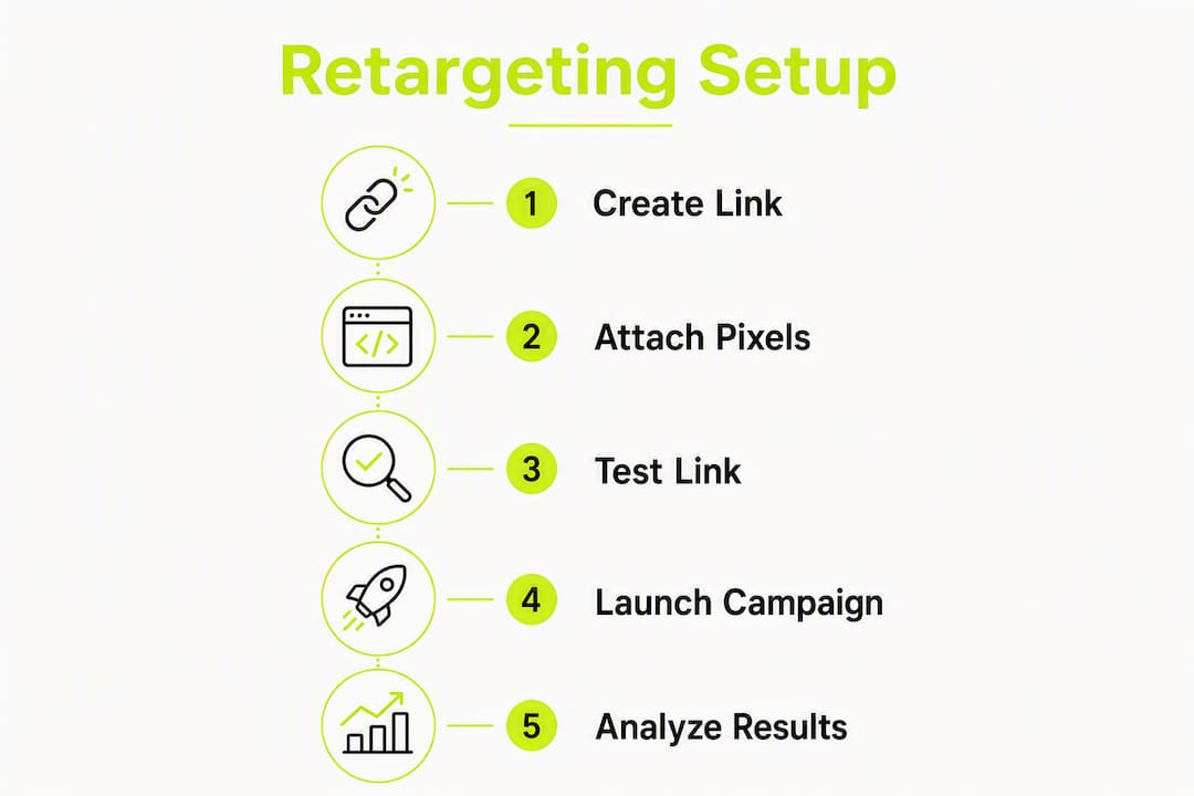 Infographic showing retargeting setup step-by-step checklist