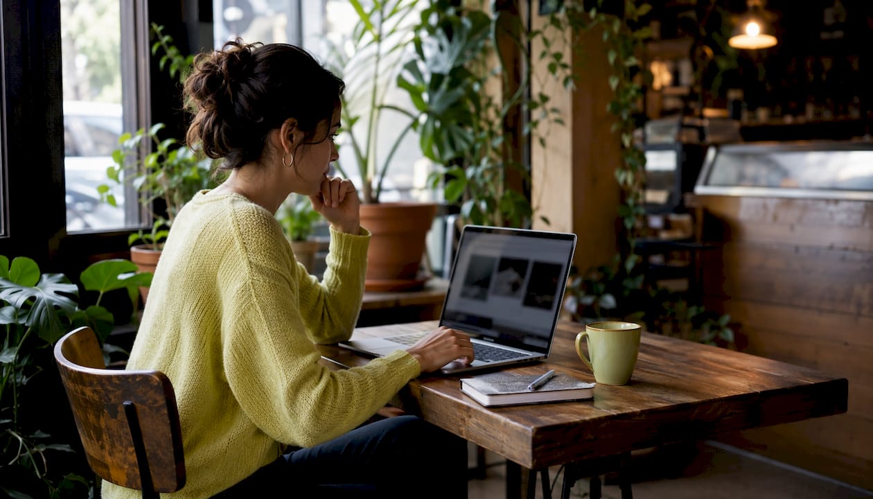 Marketer reviewing link previews at home office